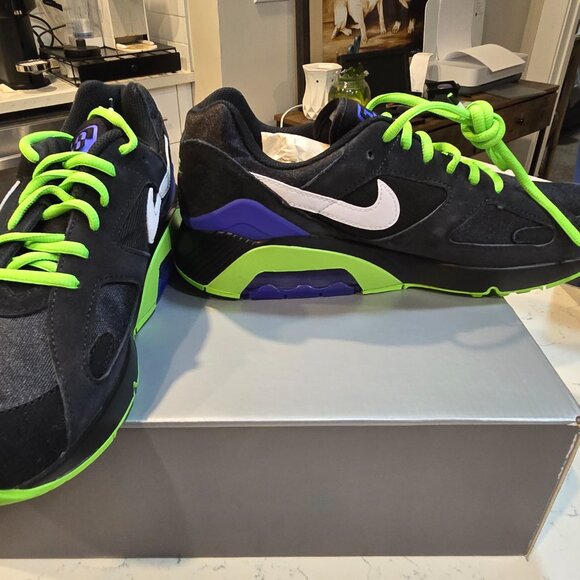 Nike Air Max 180 QS Black/White-Action Green "Joker" Beetlejuice Mens Size 10 - Picture 3 of 13